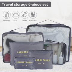 Travel Packing Cubes,Traveling Accessories,Luggage Packing Organizers Set,Waterproof Laundry Bag,Storage Bag for Travel,Breathable Mesh,pack of 6 pieces,grey