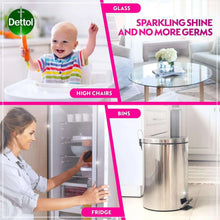 Dettol Power all purpose cleaner promo collage with glass, bins, fridge sections