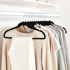 Slim Velvet, Non-Slip Suit Clothes Hangers, Pack of 100, Black/Silver
