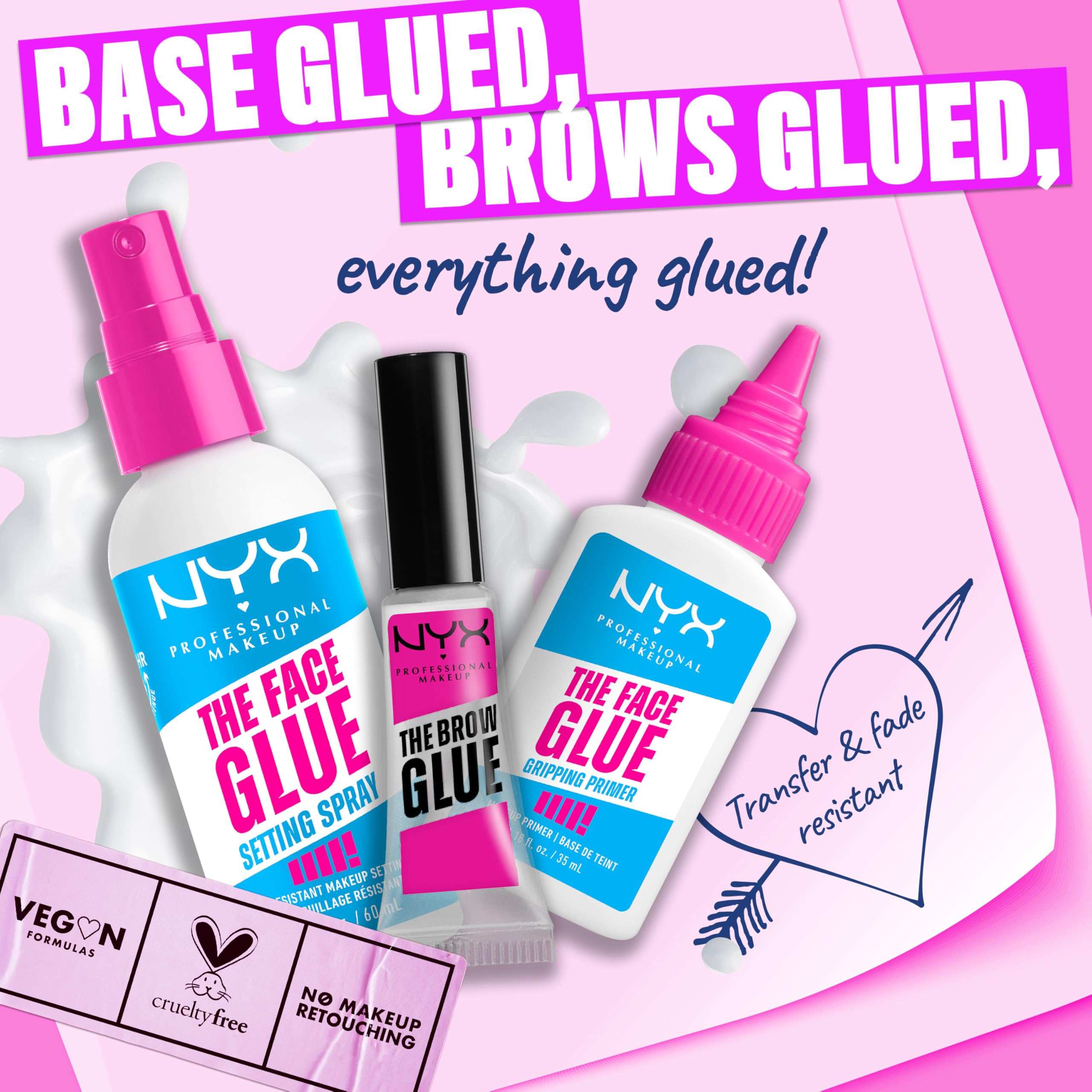 NYX Professional Makeup The Face Glue Setting Spray, Makeup Setting Spray, Upto 24 Hours Makeup Wear, Light-Weight & Long- wear, Transfer-Resistant & Waterproof, 60 ml