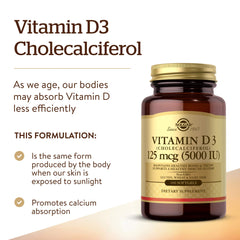 Solgar Vitamin D3 Cholecalciferol 5000 IU | 100 Softgels | Maintains Healthy Bones & Teeth | Supports Immune System | Non-GMO, Gluten, Wheat & Dairy Free