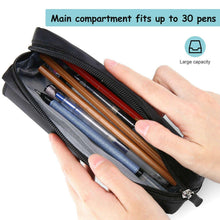 ProCase black pencil case open, showing pen slots and several pens inside