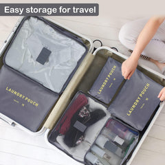 Travel Packing Cubes,Traveling Accessories,Luggage Packing Organizers Set,Waterproof Laundry Bag,Storage Bag for Travel,Breathable Mesh,pack of 6 pieces,grey