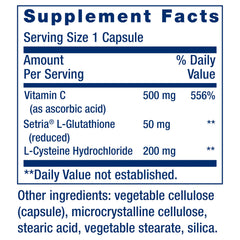 Life Extension Glutathione Cysteine & C Antioxidant with Vitamin C Amino Acids & L-Cysteine For Immune & Liver Support Detox & Skin Whitening Dark Spots Anti-Aging Gluten Free & Non-GMO, 100 Capsules