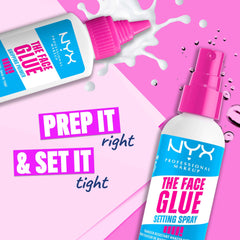 NYX Professional Makeup The Face Glue Setting Spray, Makeup Setting Spray, Upto 24 Hours Makeup Wear, Light-Weight & Long- wear, Transfer-Resistant & Waterproof, 60 ml
