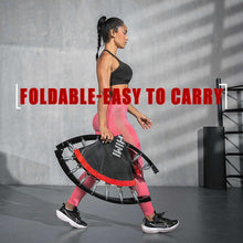 Folding mini trampoline with handle and red-edged jumping mat