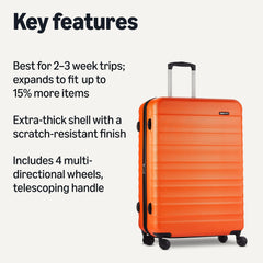 Hardside Spinner Luggage-30 Inch (78cm), Material: ABS, Orange