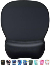 Black ergonomic gel wrist rest mouse pad with rounded top and cushioned base