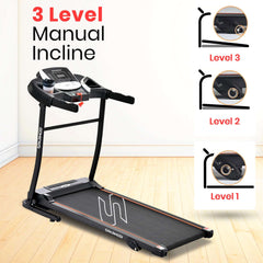 Sparnod Fitness STH-1200 Foldable Motorized Treadmill for Home Use (4 HP Peak) with 12 Pre-set Programs, Hi-Fi Speaker, Safety Key, Maximum User Weight of 110 Kg, جهاز مشي قابل للطي