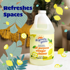 Vinagre de limpieza multiusos Originally Yellow para pisos del hogar, solución con vinagre destilado | Infusionado con limón orgánico | Productos de limpieza vegetal para el hogar, 1.89 L (paquete de 1)