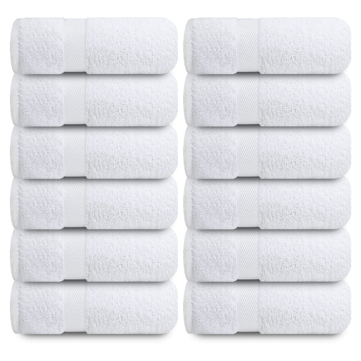 Infinitee Xclusives [Paquete de 12] Paños y toallas faciales premium blancos, 33 cm x 33 cm, 100 % algodón, suaves y absorbentes, perfectos para baño, gimnasio y spa.