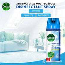 Dettol disinfectant spray bottle, blue top and green shield label, 450 ml