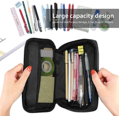 ProCase Pencil Bag Pen Case, Large Capacity Students Stationery Pouch Pencil Holder Desk Organizer with Double Zipper, Portable Pencil Pouch for School Office Supplies –Black