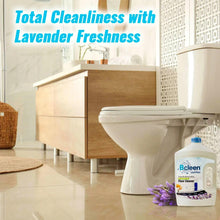 Disinfectant floor cleaner bottle with blue cap and lavender label