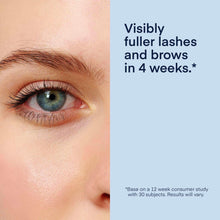 Eye close-up showing lashes and brows with visible serum effect