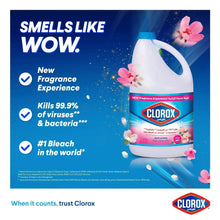 Clorox liquid bleach ad with bottle and benefits text: kills 99.9%
