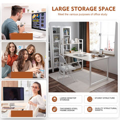 Computer Desk Table with Shelves 120x48cm, 4 Tier Study Table with Bookshelf Desk Storage Reversible Study Table Office Corner Desk with Shelves Home Office Desk Easy Assemble