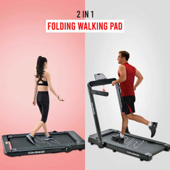 Cinta de correr Sparnod Fitness STH-3060 / STH-3040, ultradelgada, plegable 2 en 1 para uso doméstico. La almohadilla para caminar debajo del escritorio cabe debajo de la cama o el sofá. No requiere instalación. Motor de 4 HP de potencia máxima.