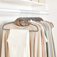 Slim, Velvet, Non-Slip Suit Clothes Hangers, Gray/Silver - Pack of 50