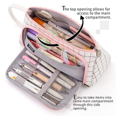 Easthill Large Capacity Colorful Canvas Storage Bag, Simple Pencil and Stationery Storage Bag for Middle High School Students, Office, College Students, Gift for Girls, Women, Adults, Teens