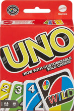 UNO Classic card game box with wild and number cards on red packaging