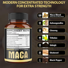 agobi 7in1 Premium Maca Root Capsules with Ashwagandha, Ginseng, Tribulus Terrestris and More Equivalent 8050mg - Natural Energy, Performance and Mood Support - 150 Capsules 5-Month Supply