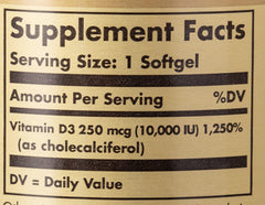 Solgar Vitamin D3 (Cholecalciferol) 250 mcg (10,000 IU) | 120 Softgels | Supports Healthy Bones, Teeth & Immune System | Non-GMO, Gluten, Wheat & Dairy Free | Promotes Tissue Health