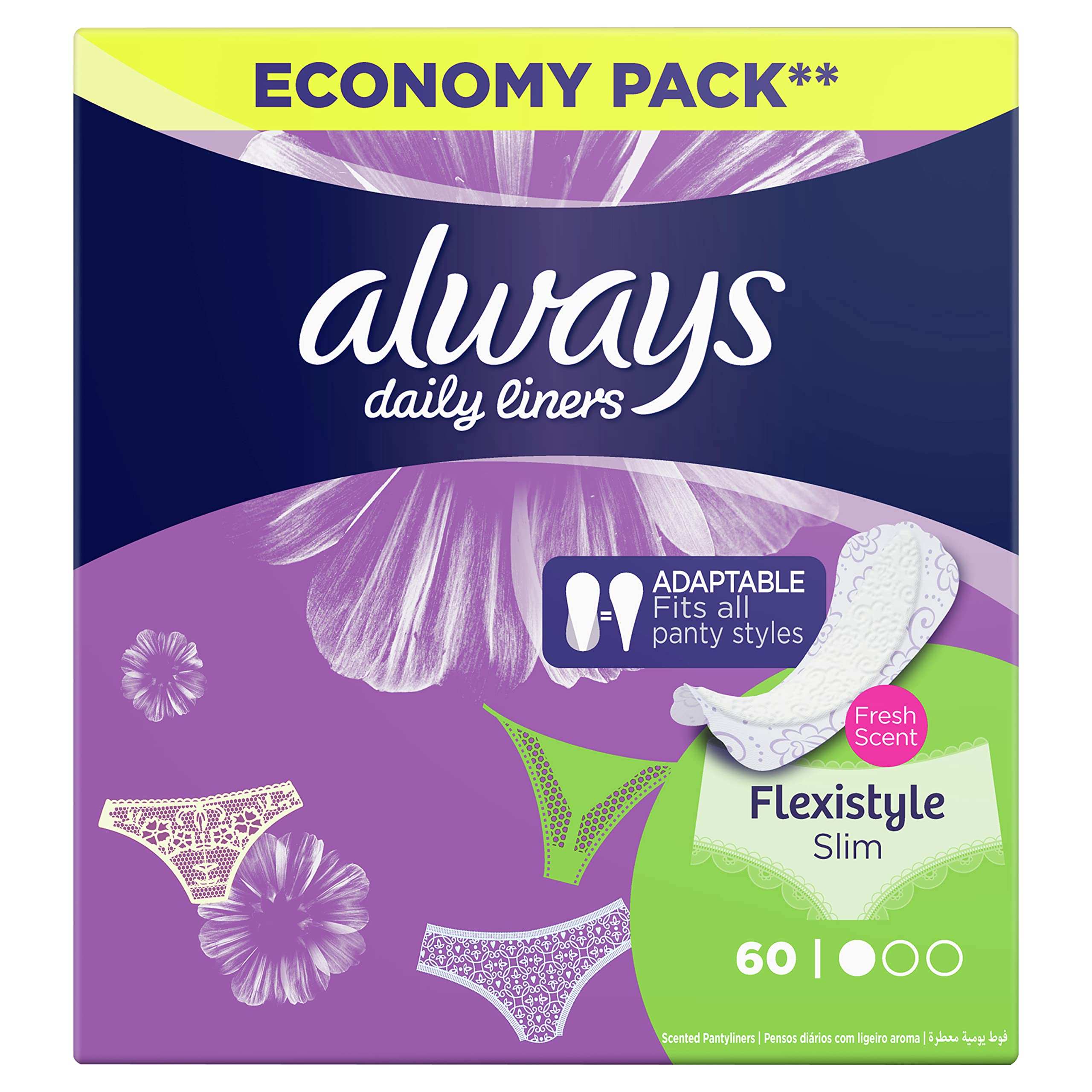 Always Pantyliners Multiform Normal Fresh Scent 60 Daily Liners