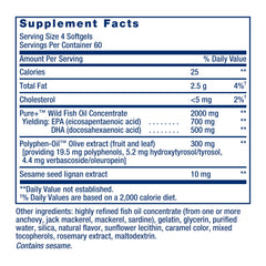 Life Extension Omega-3 fish oil supplement facts label showing 2000 mg fish oil per serving with 700 mg EPA and 500 mg DHA