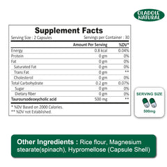 Oladole Natural TUDCA (500mg) - 60 Capsules | Tauroursodeoxycholic Acid for Enhanced Bile Production, Improved Digestion, and Immune Support | Supports Optimal Gallbladder, Liver, and Kidney Function