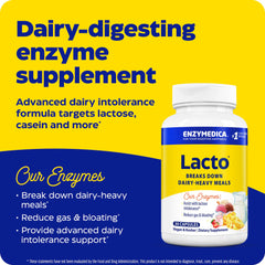 Enzymedica Lacto, Maximum Strength Formula for Dairy Intolerance, With Enzymes Lactase and Protease, Relieves Digestive Discomfort, 30 capsules (30 servings)