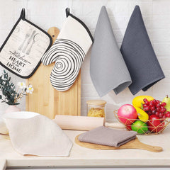 Homaxy 100% Cotton Waffle Weave Kitchen Dish Cloths, Ultra Soft Absorbent Quick Drying Dish Towels, 12x12 Inches, 6-Pack, Mixed Color