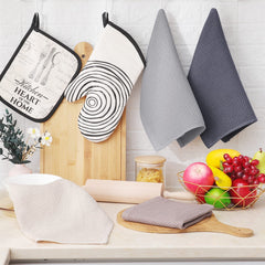 Paños de cocina Homaxy 100 % algodón con tejido gofrado, ultrasuaves, absorbentes y de secado rápido, 30 x 30 cm, paquete de 6, colores variados