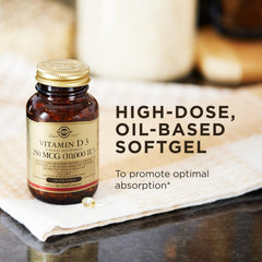 Solgar Vitamin D3 (Cholecalciferol) 250 mcg (10,000 IU) | 120 Softgels | Supports Healthy Bones, Teeth & Immune System | Non-GMO, Gluten, Wheat & Dairy Free | Promotes Tissue Health