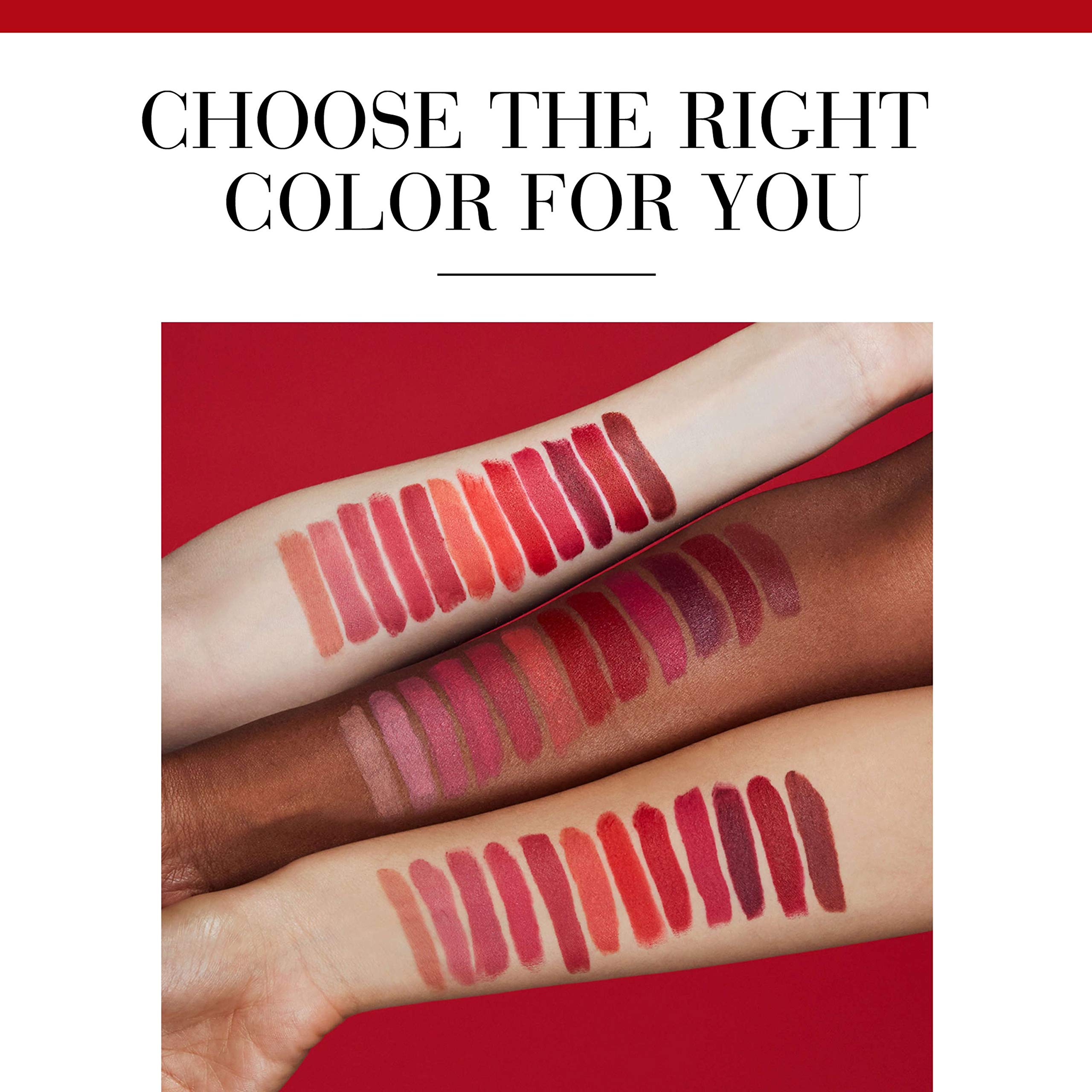 Bourjois Rouge Velvet Lipstick color swatches on three different skin tones showing a variety of shades