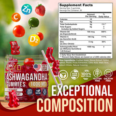 Ashwagandha Gummies for Women & Men - Natural Calm Gummies with Organic Ashwagandha Root Extract Vitamin C Zinc - Ashwagandha Herbal Supplement for Sleep Stress Balance - 60 Vegan Sugar Free Chews