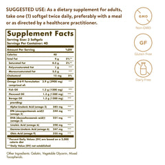 Solgar Omega 3-6-9 Fish, Flax, Borage 1300 mg | 120 Softgels | Supports Overall Health , Joint & Skin Health | Non-GMO, Gluten, Wheat & Dairy Free