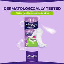 Dermatologically tested Always pantyliners, Flexistyle Slim, white liner with fresh scent
