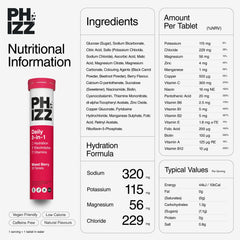Phizz Electrolytes, Multivitamin & Hydration Tablets - 20 Effervescent Rehydration Electrolyte Tablets - 18 Vitamins & Minerals, Vitamin C, Vegan, Vegetarian & Low Calorie (Mixed Berry)