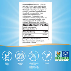 Nature's Way Premium St. John’s Wort Herb, Promotes Positive Outlook*, 700 mg per serving, 100 Vegan Capsules