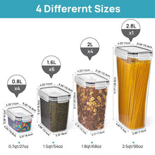 Tall clear plastic airtight food container with snap lid for dry foods, 2L size