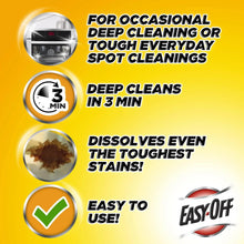 Oven cleaner label with deep clean in 3 min and dissolves tough stains claim