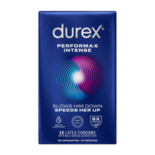Durex Performax Intense condoms box, blue packaging, 12 latex condoms