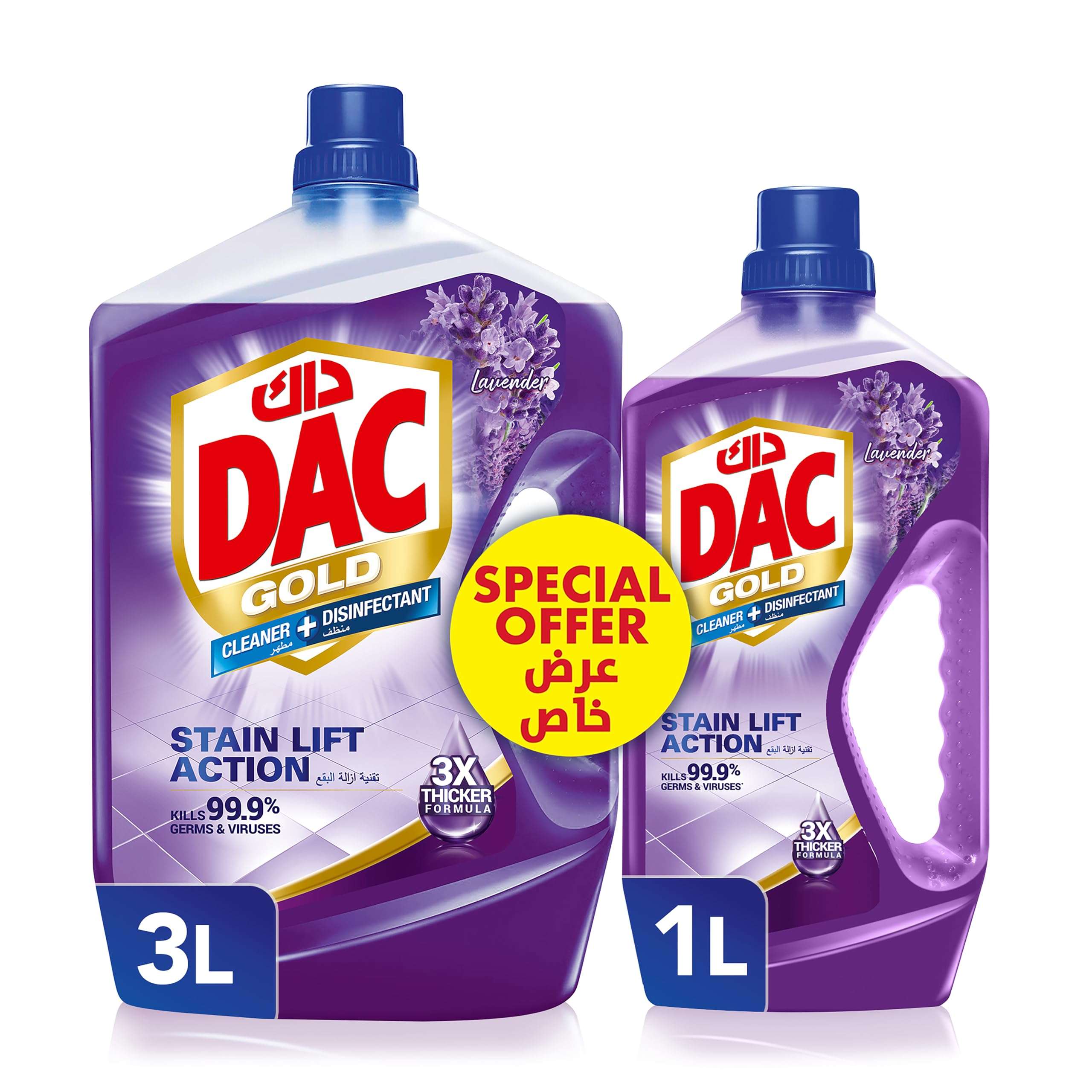 DAC Gold Disinfectant Multi-Purpose Cleaner, Lavender, 3 + 1 L