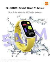 Fitness smartwatch band with yellow strap and rectangular touchscreen display
