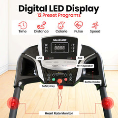 Sparnod Fitness STH-1200 Foldable Motorized Treadmill for Home Use (4 HP Peak) with 12 Pre-set Programs, Hi-Fi Speaker, Safety Key, Maximum User Weight of 110 Kg, جهاز مشي قابل للطي
