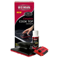Weiman cook top cleaning kit box with scraper and scrub pad, includes cleaner bottle