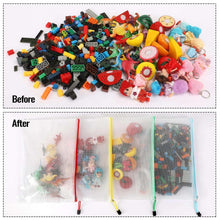 Mesh zipper storage pouches with colorful zippers for keeping small toys contained