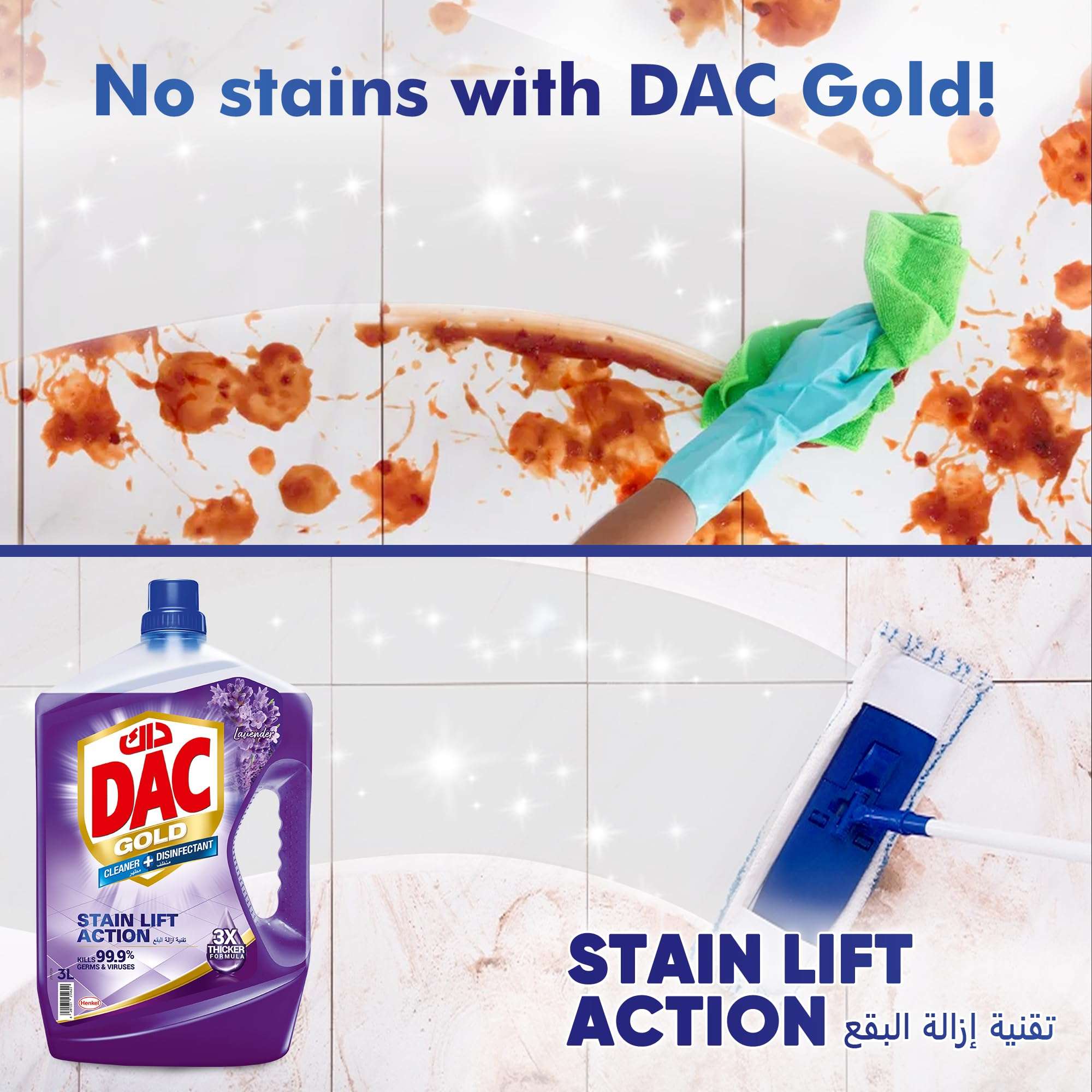 DAC Gold Disinfectant Multi-Purpose Cleaner, Lavender, 3 + 1 L