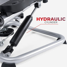 Hydraulic cylinder support for a mini exercise stepper with black base frame